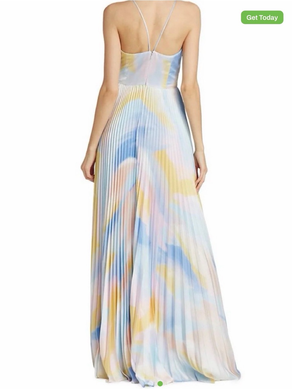 Monique Lhuillier Satin Charmeuse Pleated Floor-Length Dress - Picture 5 of 5